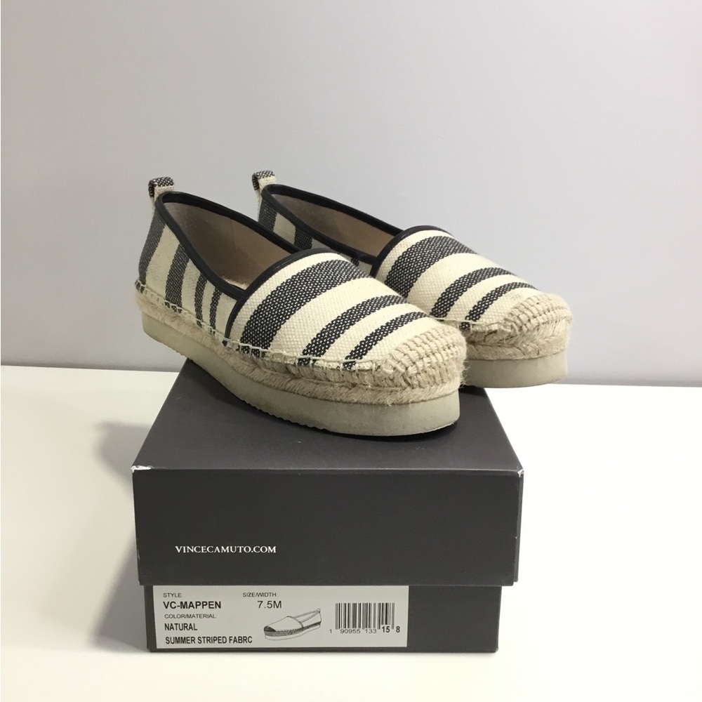 Vince Camuto Black and Cream Espadrilles with Classic Style
